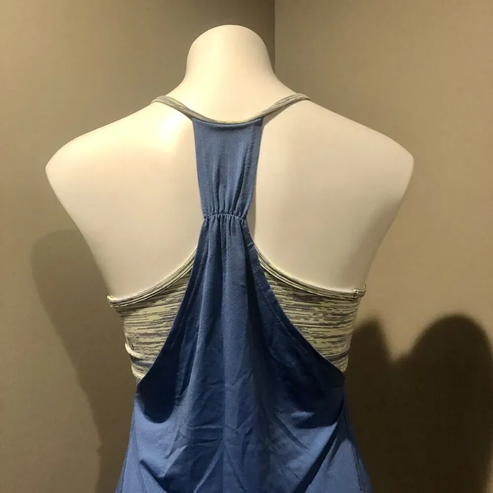 Lululemon Athletica Tank Top 6 Blue W/ Sports Bra Racerback Loose Fit Scoop Neck - Picture 11 of 14